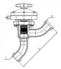 Запирающий клапан прямой, олива 33, DN 25 KZB, с пневматическим управлением