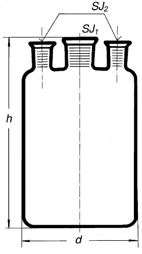 Бутыль Вульфа с 3 горловинами, 2000 мл, без крана