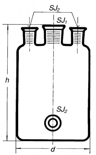 Бутыль Вульфа с 3 горловинами, 10000 мл, с нижним выходом